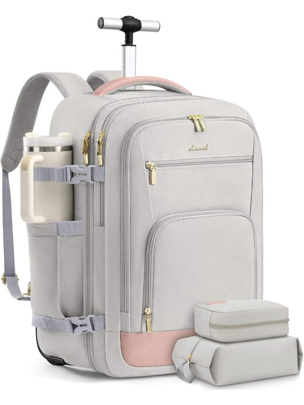 Water-Resistant 50L Rolling Backpack with Wheels, 18" Carry-On Trolley Bag for